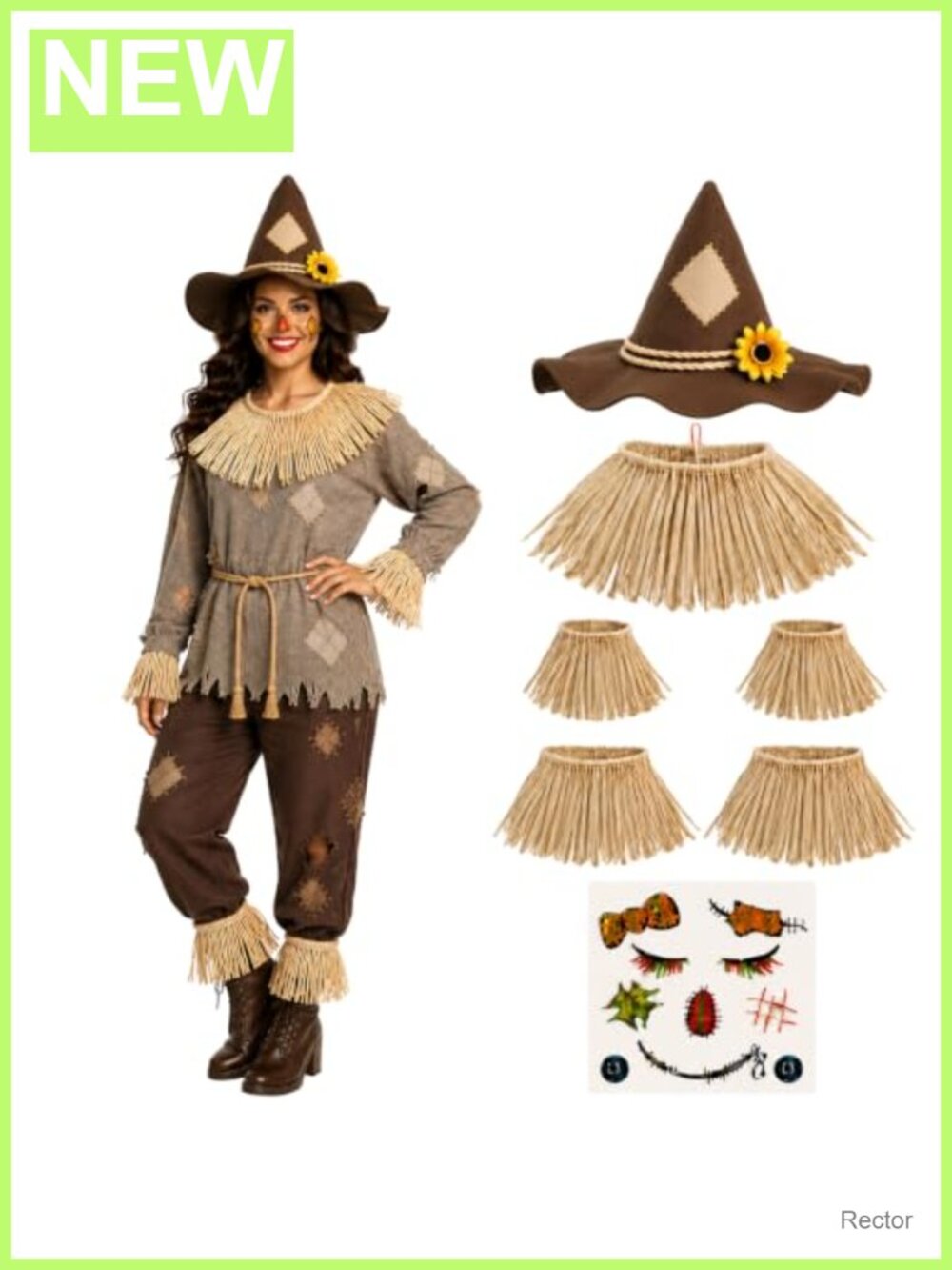 7-Piece Scarecrow Straw Costume Accessory Set for Adults